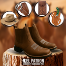 Kit Bota Barreto de Cuero Legítimo con Plantilla Ortopédica +REGALOS: Cuchillo con Funda, Cinturón, Sombrero y Porta Celular