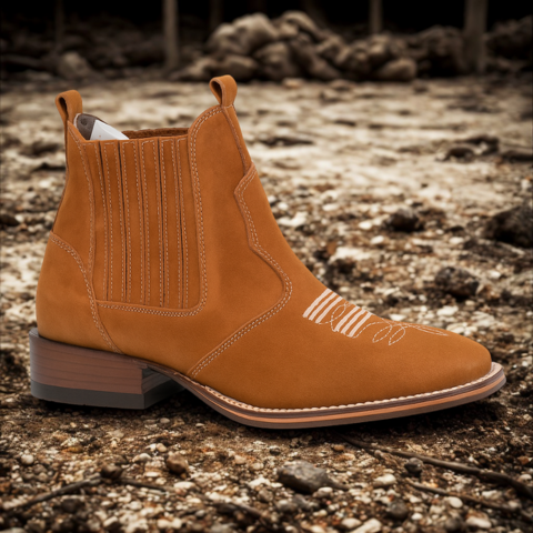 Kit Bota Barreto de Cuero Legítimo con Plantilla Ortopédica +REGALOS: Cuchillo con Funda, Cinturón, Sombrero y Porta Celular