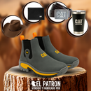 Kit Bota Adventure de Cuero Legítimo con Plantilla Ortopédica y Suela Antideslizante +REGALOS: Vaso Térmico, Sombrero, Cinturón y Billetera