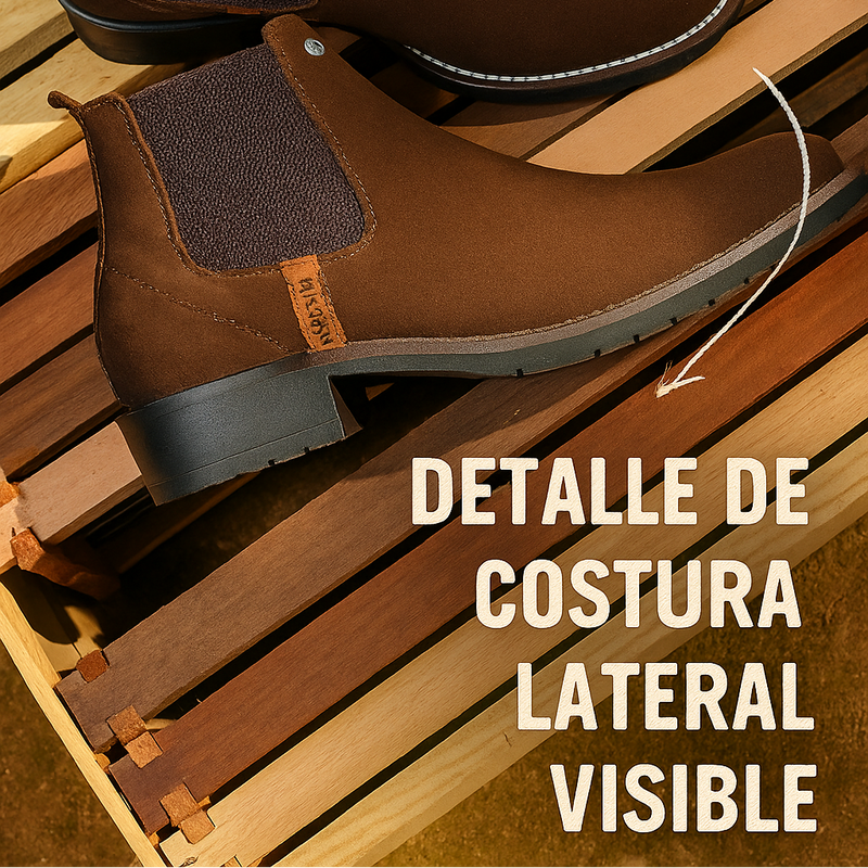 Kit Bota Leal de Cuero Legítimo con Plantilla Ortopédica +REGALOS: Cinturón, Sombrero y Cuchillo con Funda