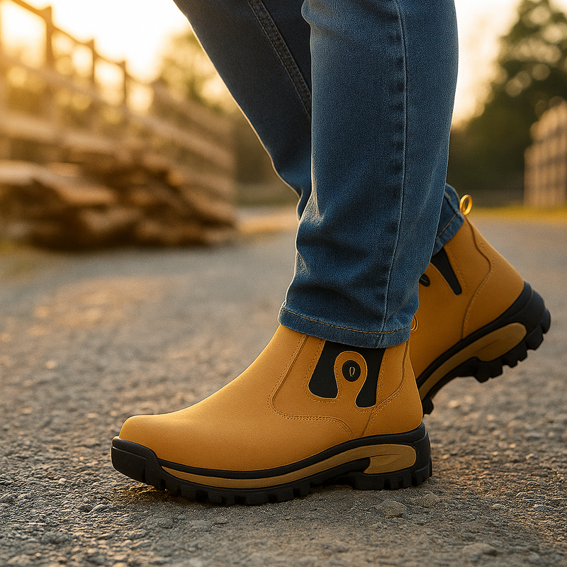 Kit Bota Montano de Cuero Legítimo con Suela Antideslizante +REGALOS: Plantilla Ortopédica, Cinturón, Cuchillo con Funda y Vaso Térmico